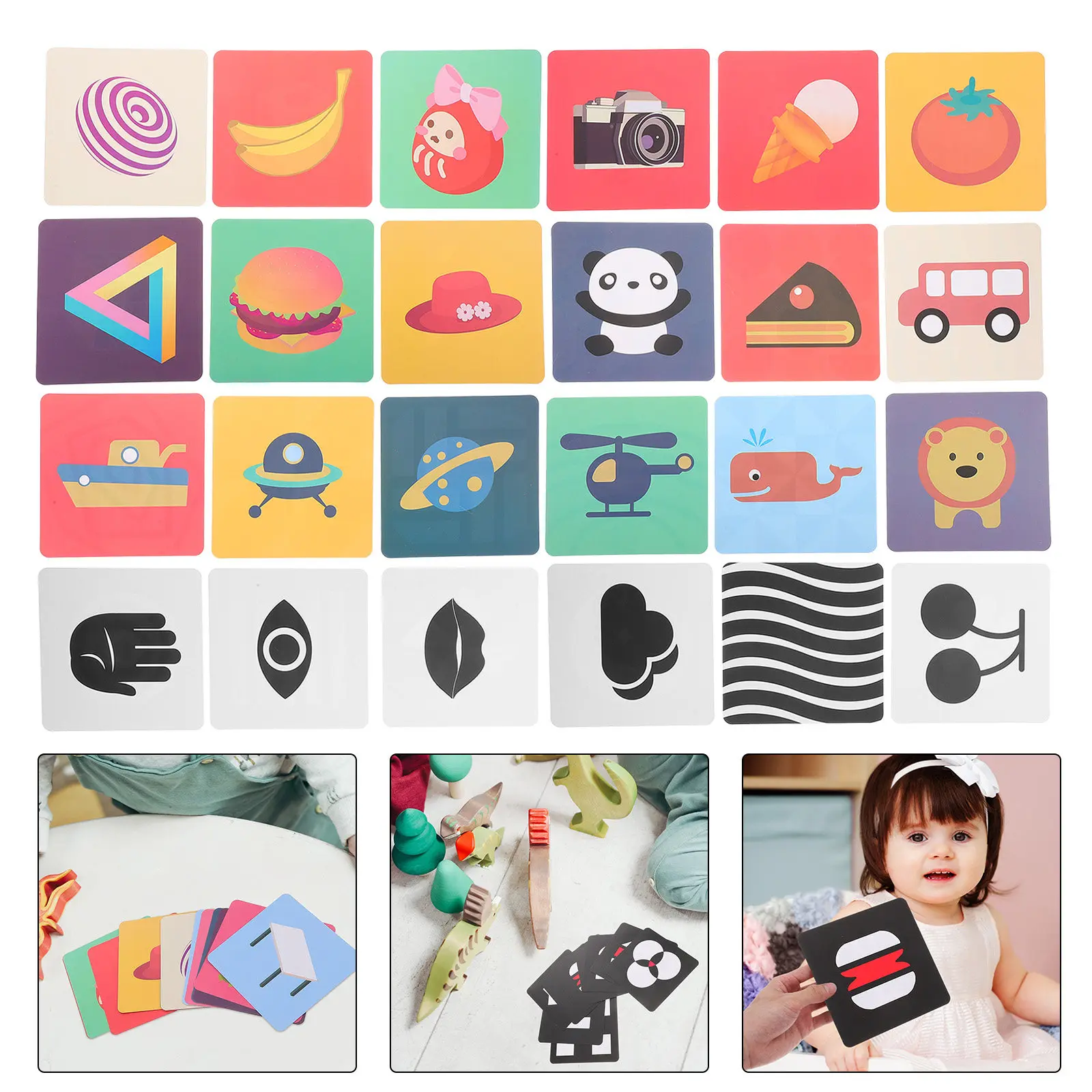 

4 набора карточек для визуальной стимуляции младенцев, сенсорные развивающие игрушки-флеш-карты, контрастные карточки для тренировки и обучения младенцев