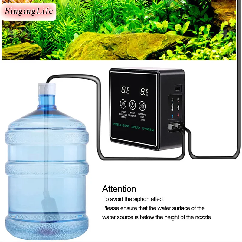 Intelligent Automatic Reptile Fogger Sprinkler Control Electronic Humidifier Timer Mist Rainforest Spray System Set 5/10M Pipe