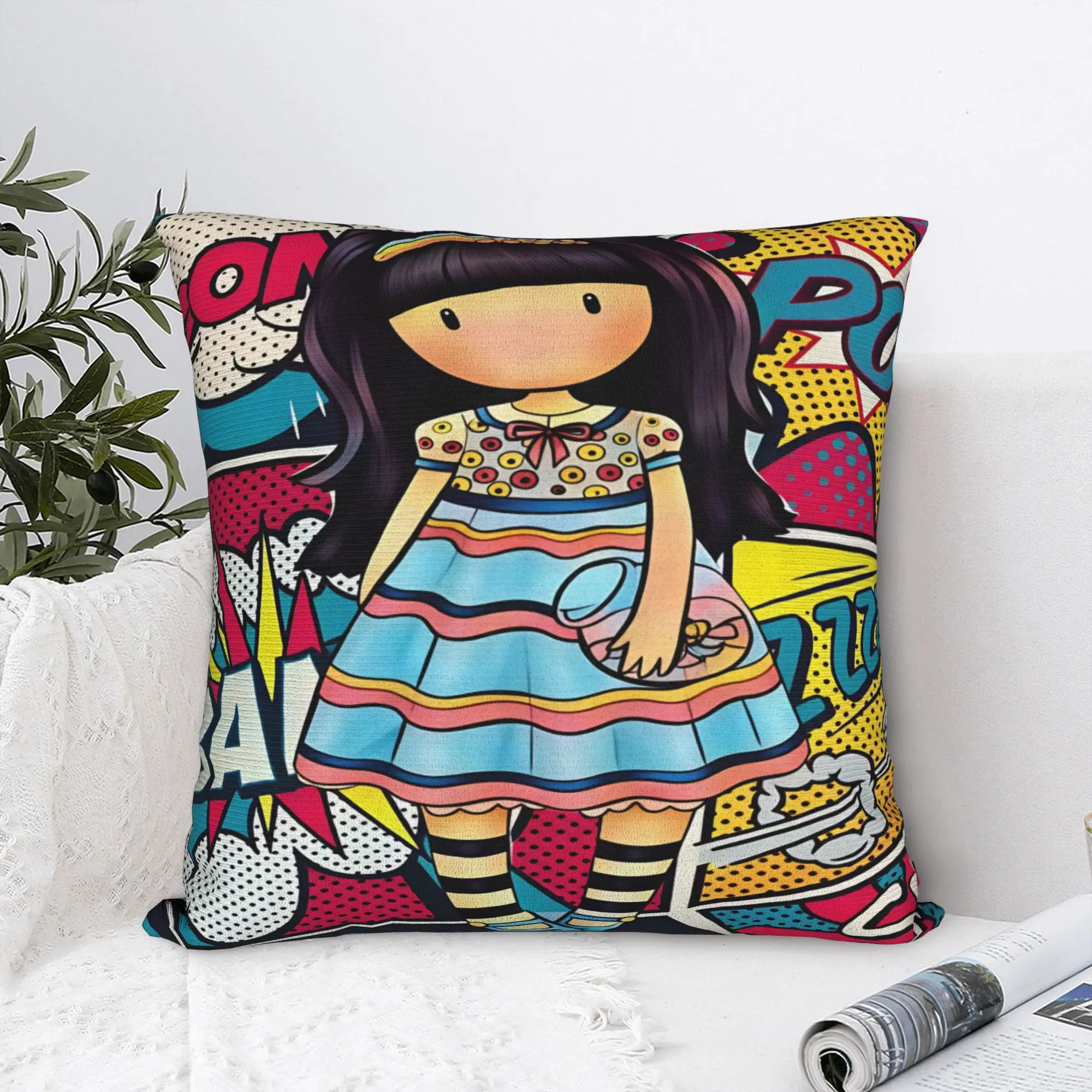 Pillow Case Cartoon Girl Santoro Gorjuss Square  Pillow Cover For Sofa Home Decor Funny Pillowcases