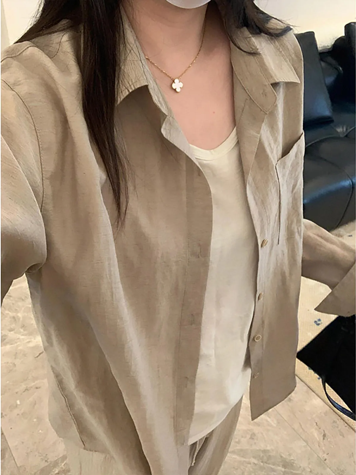 Loose Fit Long Sleeve Button up Shirt Men's Women's Casual Style Standard Cut Summer Outerwear Youth Popular Daily Wear