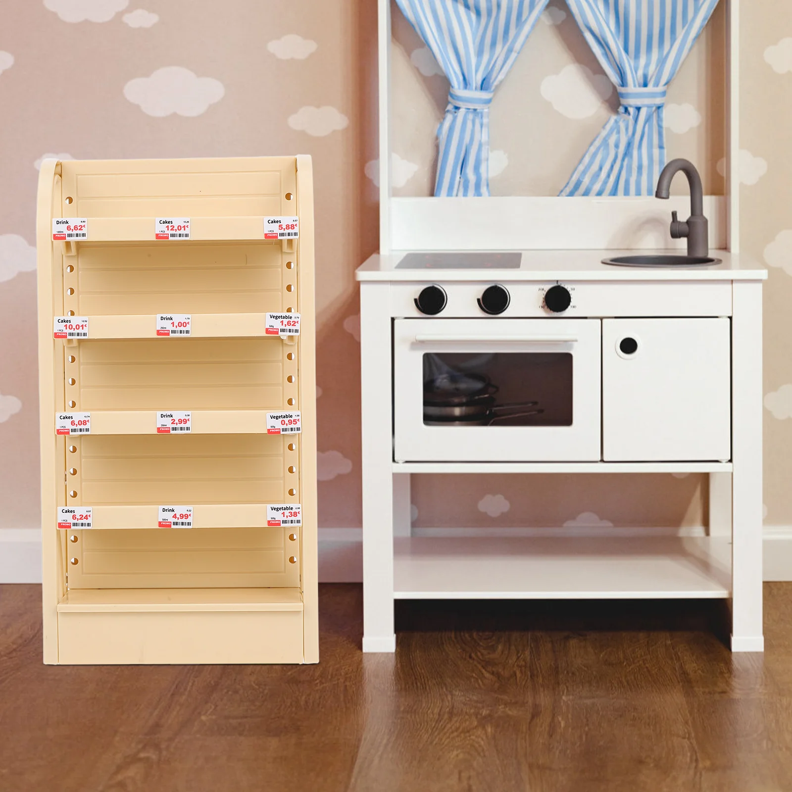 Mini Supermarkt Display Stand Poppenhuis Planken Voedsel Meubels Opbergplank Keuken Accessoires Plastic Bakkerij Kast Rek