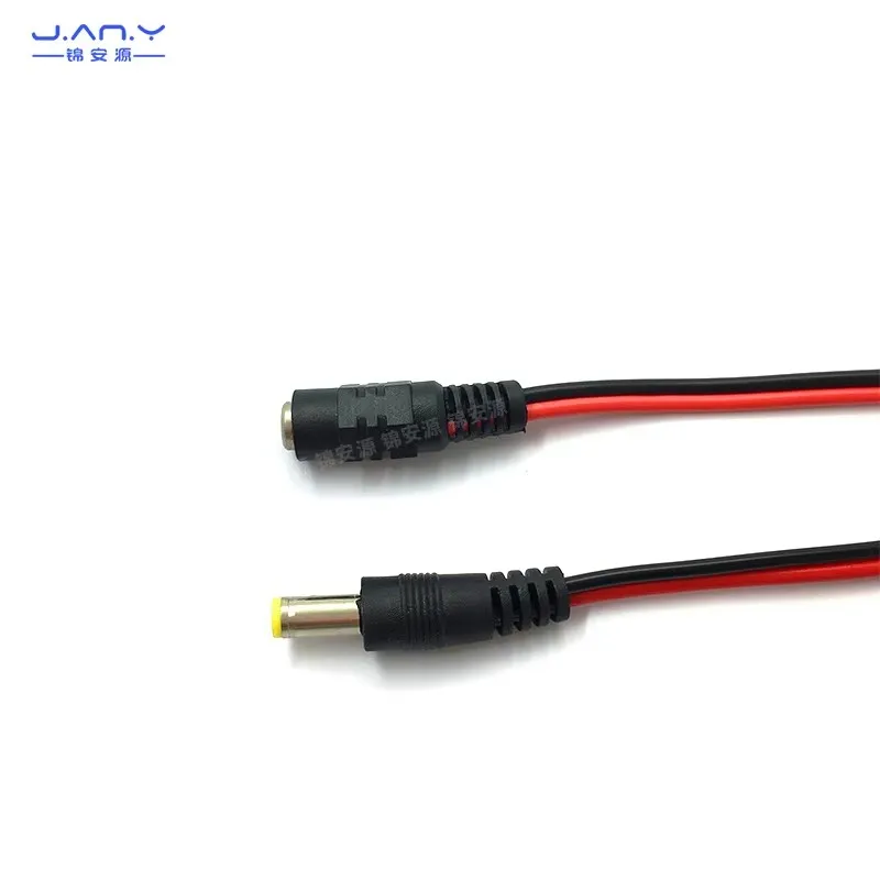 تيار مستمر إمدادات الطاقة حافلة الذكور 22AWG تيار مستمر سلك أحمر أسود 5.5*2.1/2.5 مللي متر قابس طاقة 12 فولت مراقبة LED سلك توصيل الطاقة