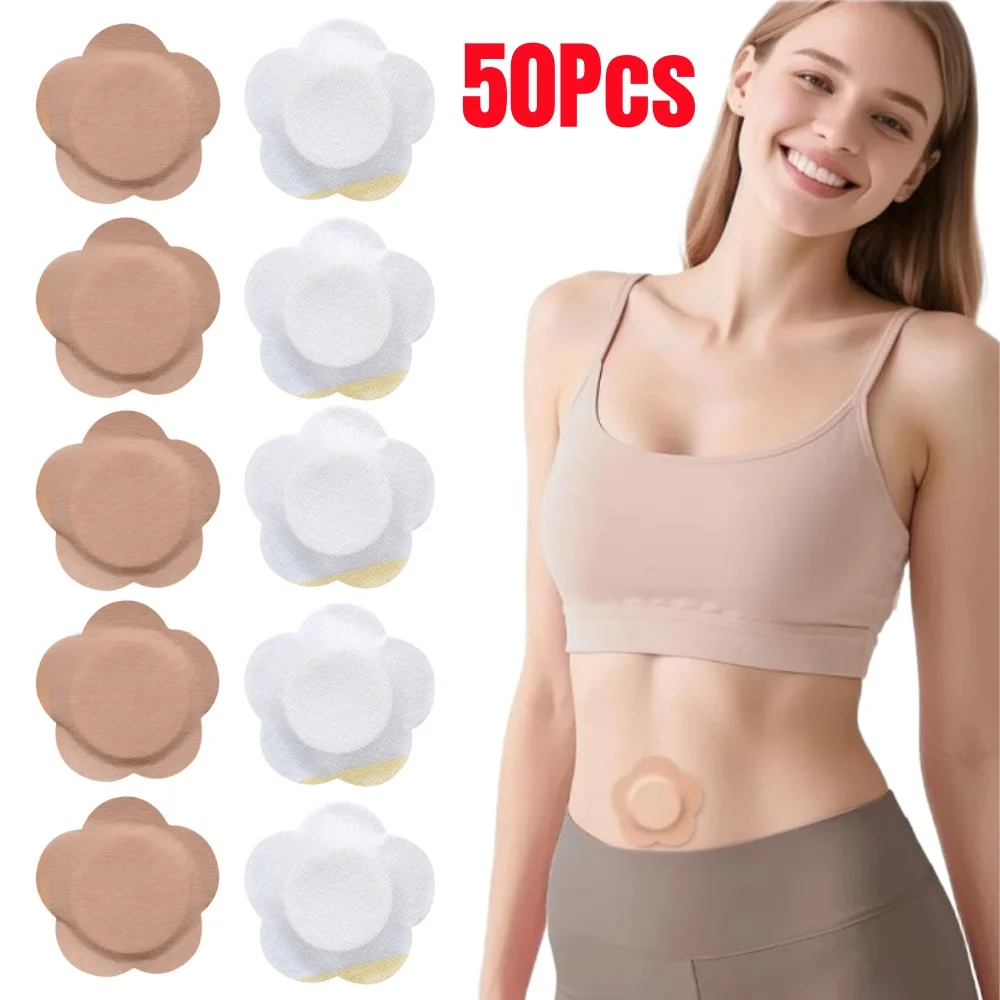 

50 шт., устойчивые к просачиванию самоклеящиеся наклейки для пупка, одноразовые дышащие защитные пластыри для пупка с касторовым маслом