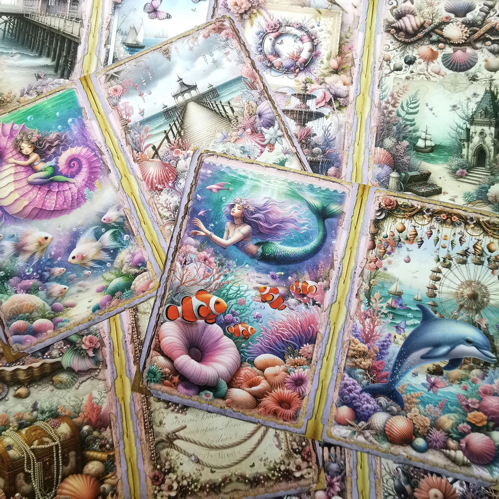 Viguscraft 15Sheets A5 Size Beautiful Underwater Dream Mermaid Junk Diary Magazine Scrapbooking