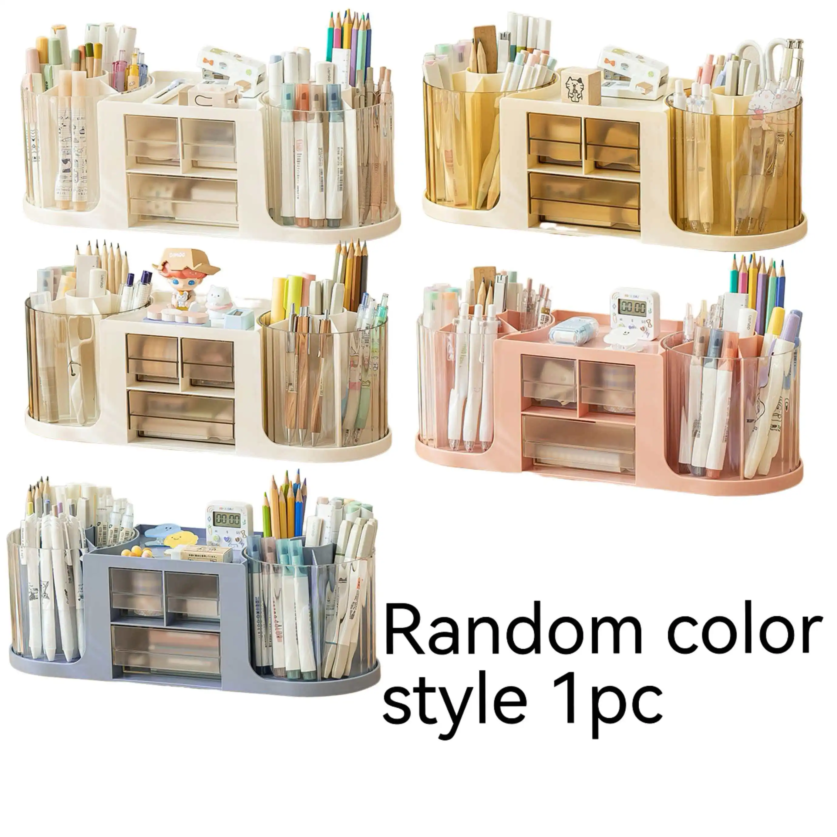Multifunctional Rotating Desk Stationery Organizer Drawer Storage Box Aesthetic Desktop Tidy for Pens Markers Accessories