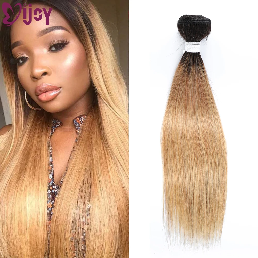 Straight Human Hair Bundles 8-26Inch Ombre Honey Blonde Brazilian Pre-colored Human Hair Weave Bundles Remy Hair Extensions IJOY