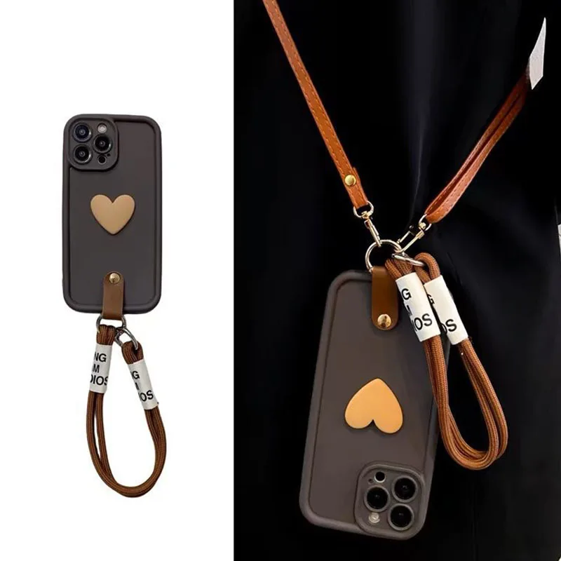 

Чехол с ремешком через плечо для iPhone 16E 16 15 14 Plus 13 12 11 Pro MAX Чехлы для iPhone 14 15 17 Pro MAX Мягкий чехол