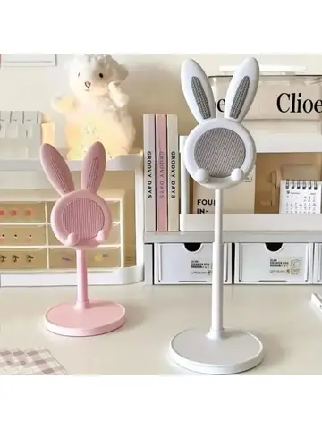 Cute Rabbit Desktop Phone Holder Can Lift and Adjust Height Cellphone Stand Lazy Bracket For iPhone IPad Samsung Xiaomi Tablet