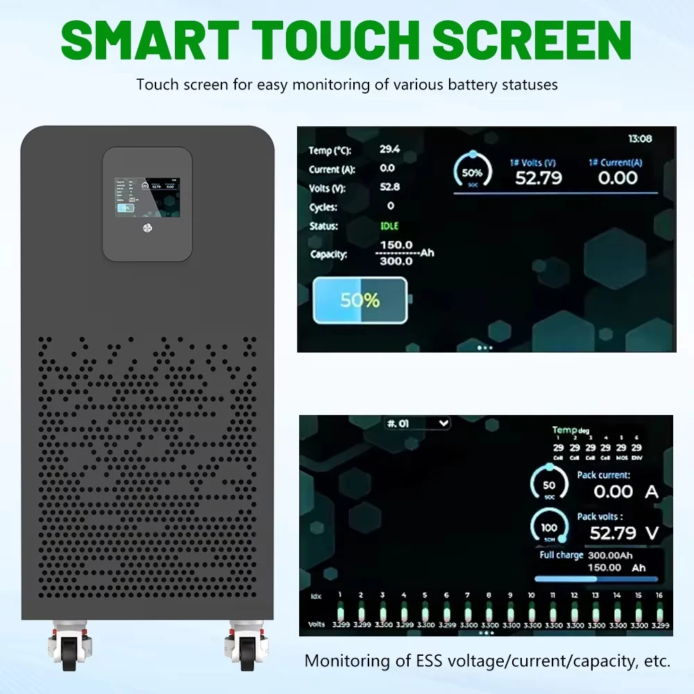 LiFePO4 48V 600Ah 30Kwh Battery Pack 51.2V 300Ah 15Kwh 900Ah 46Kwh 6000+ Cycles Bluetooth RS485 CAN BMS Lithium Battery