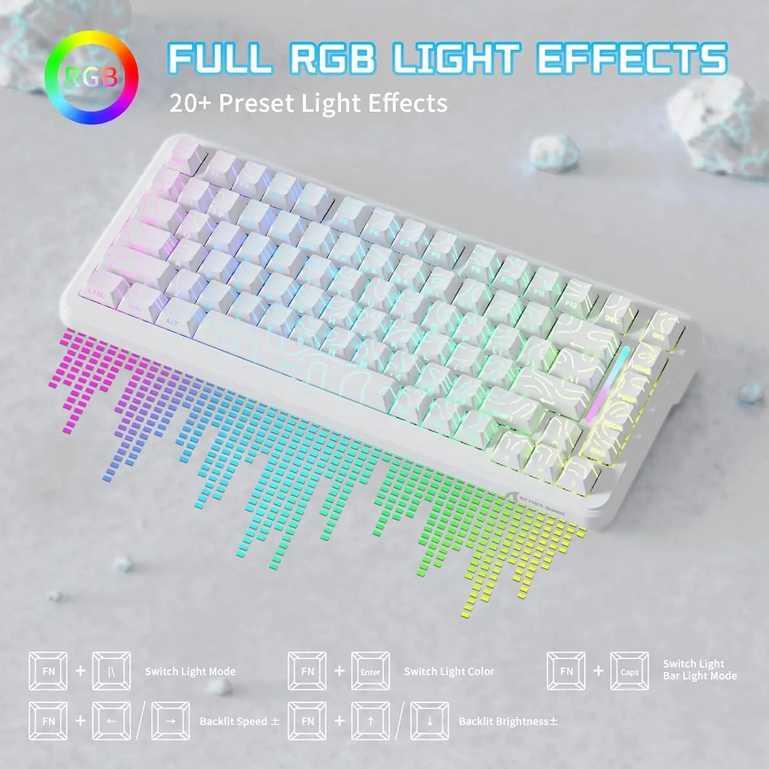ATTACK SHARK X82 PRO HE Wireless Rapid Trigger RGB Mechanical Gaming Keyboard with Adjustable Actuation,2.4G/Wired/BT,8K Polling