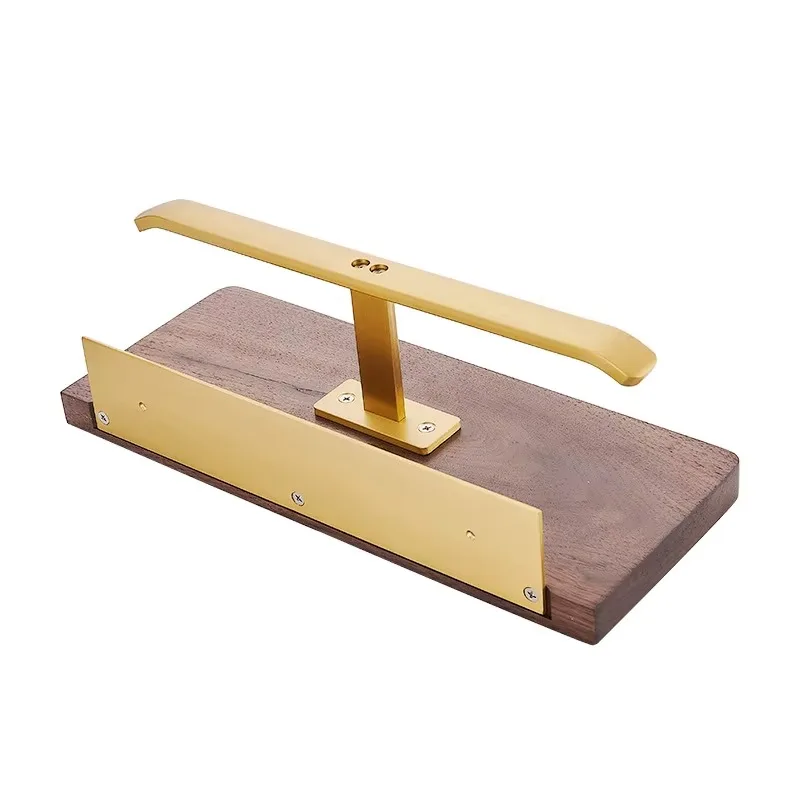No Drill Walnut Shelf Toilet Paper Holder, Adhesive Wall Mount Dual Roll Sheet Tissue Dispenser, Single Or Double Bathroom Rack