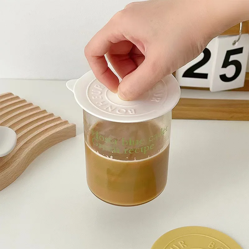 Silicone Mug Glass Cup Cover Sealing Protective Lid Heat Temperature Preserve For Tea/Coffee/Milk With Convex Handle