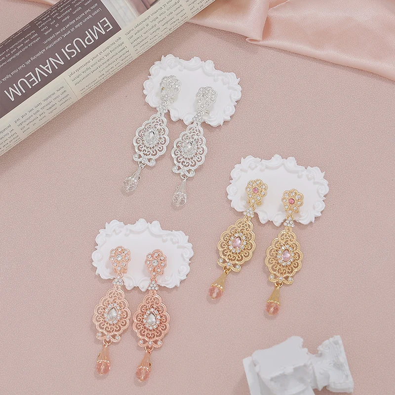 

Luxury Golden Plated Earrings Rhinestone & Teardrop Crystal Ideal For Bridal Wedding Formal Occasion & Bridesmaid Jewelry Gifts