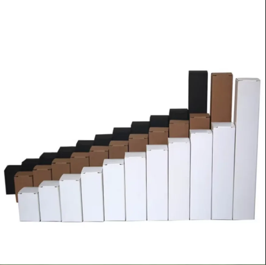 Caja de papel Kraft blanco y negro para botella cuentagotas, pulverizadores de aceites esenciales, tubos de válvula de muestra, embalaje de cajas de cartón de regalo, 50 Uds.