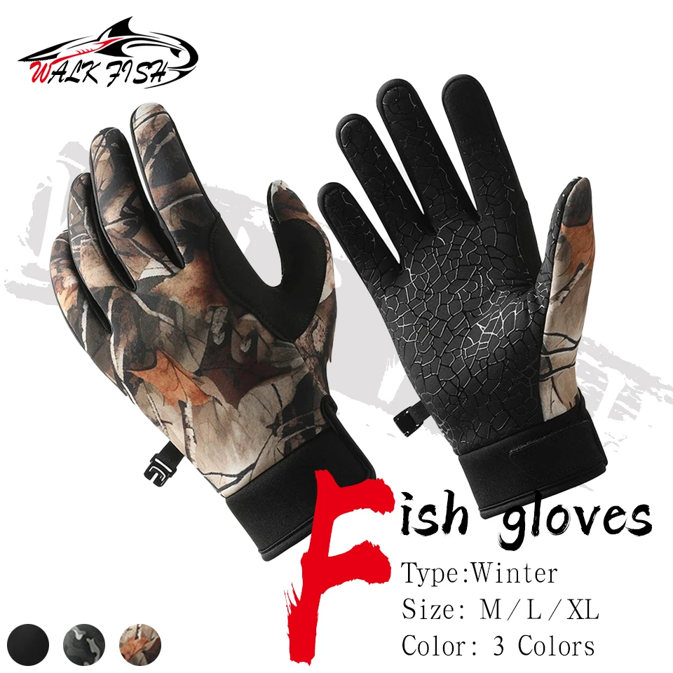WALK FISH Angelhandschuhe Herbst Winter Sport Outdoor Laufen Reiten Fahrrad Winddicht Warm halten Fleece hinzufügen Anti-Rutsch wasserdicht