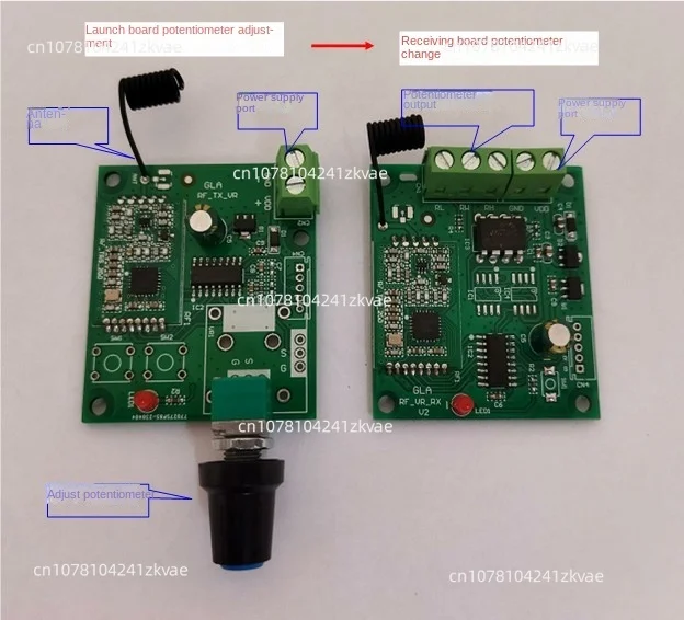 

A Pair of Wireless Remote Control Isolated Potentiometer/receiving Board and Sending Board