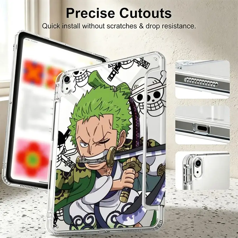 Zoro Cool One Piece Tablet Case For iPad 9th 11th Pro 13 2025 2026 Mini 7 6 5 10th Gen Air 8 M2 M3 3 12th With Pen Slot Cover