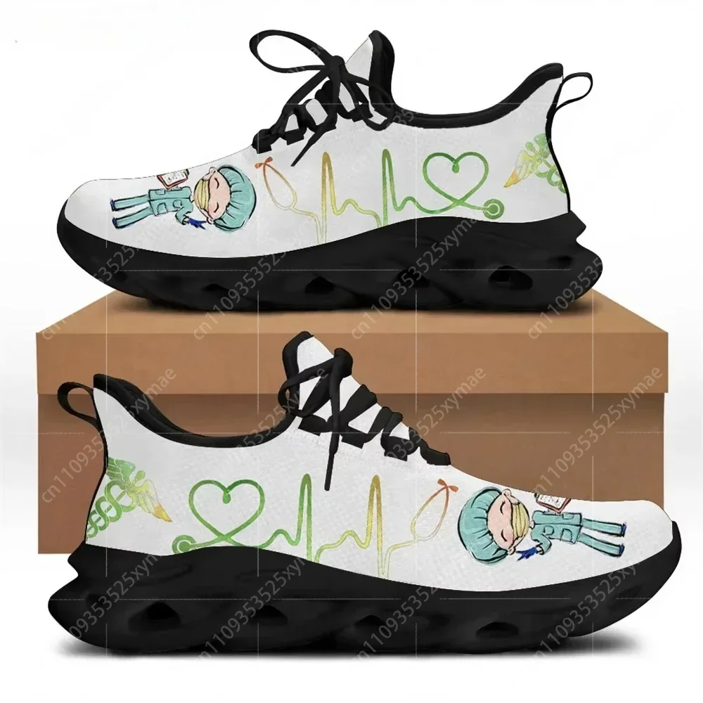 Women White Nursing Shoes Cute Cartoon Nurse Doctor Healthcare Brand Design Ladies Mesh Flats Sneakers Zapatillas view 4