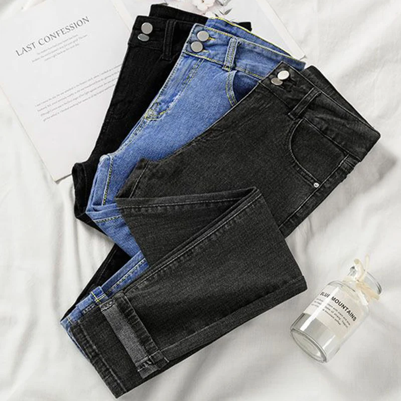 Ankle Length High Waist Pencil Jeans Women Korean Fashion Stretch Skinny Vaqueros 2024 Spring Summer Denim Pants Casual Leggings