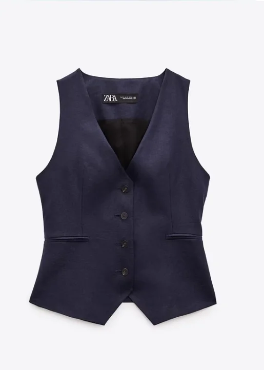 

Neutral Sle High Waist Straight Leg Pants And Linen Vest Women's Faion Summer Outfit V Ne Single Button Closure ket