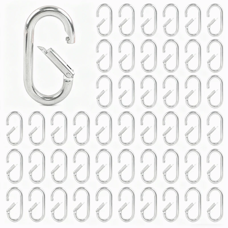 

5/10Pcs 304 Stainless Steel Oval O Ring 40/50/65/80mm Spring Buckles Bag Snap Hook Clasp Keychain Carabiner Accessories