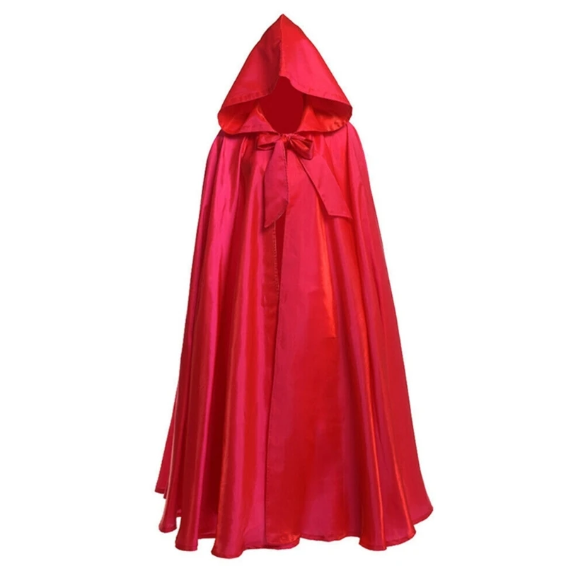 Costume fête d'halloween pour femmes et hommes, longue Robe à capuche, Cape sorcellerie, vacances noël, couleur unie,