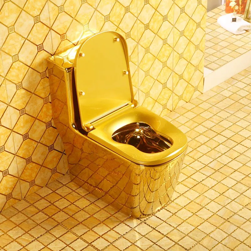 European style gold flush toilet, super whirlpool type large pipe toilet, water-saving and odor-proof toilet, bathroom, quiet