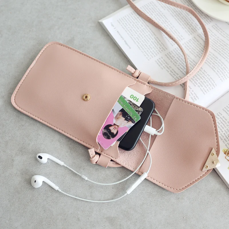 Women's Touch Screen Cell Phone Purse Transparent Simple Bag New Hasp Cross Wallets Smartphone Leather Shoulder Light Handbags