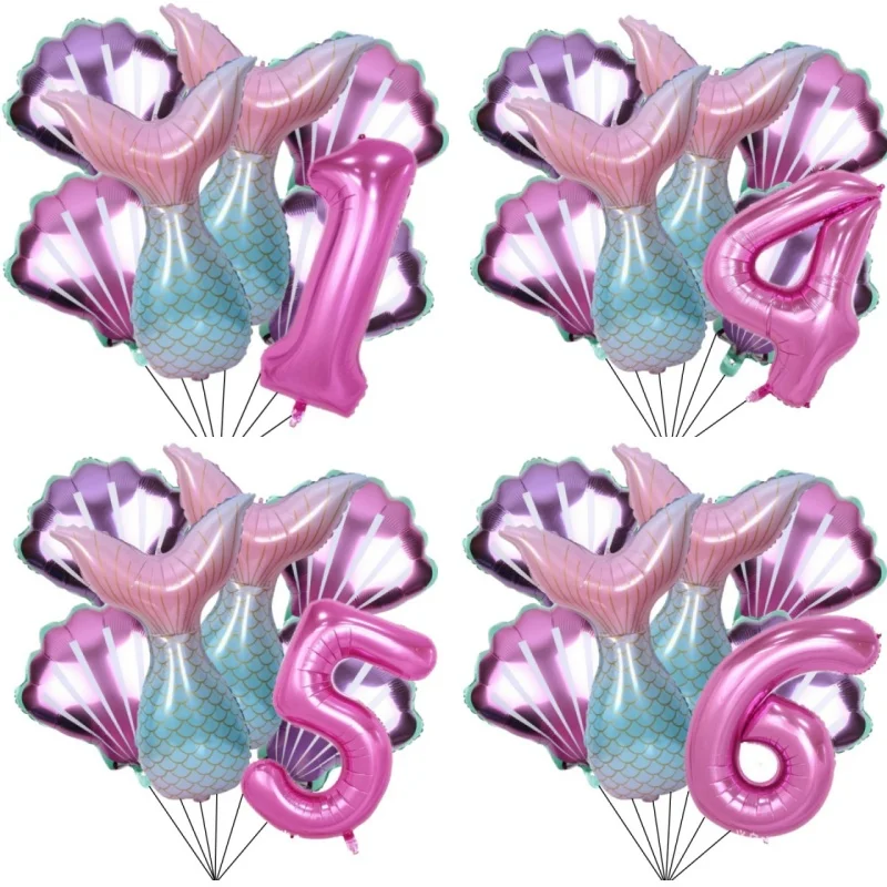 

7pcs Mermaid Birthday Decorations Mermaid Foil Balloon Mermaid Tail Balloon Mermaid Decor for Girl Birthday Party Baby Showe