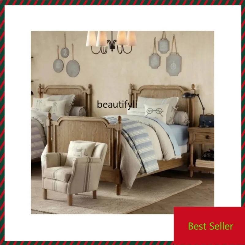 

QQ132 Solid Wood Storage Drawer Chest of Drawers Vintage Log Nordic Bedroom Solid Wood Bed Furniture