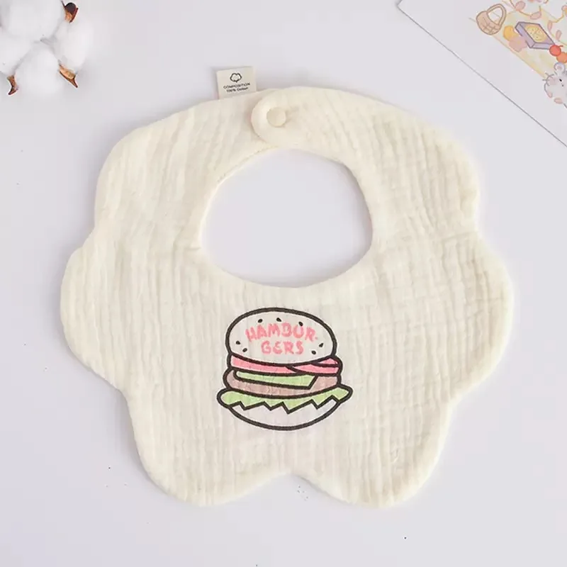 100% Cotton Printed Six-layer 360 Rotatable Baby Feeding Bibs Toddler Saliva Towel Infant two-sided Baby Bibs