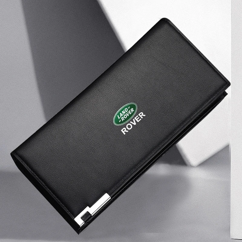 Car Logo Men Business Wallet Zip Leather Wallet Coin Wallet Credit Card Holder For Land Rover Range Rover Evoque Velar Defender