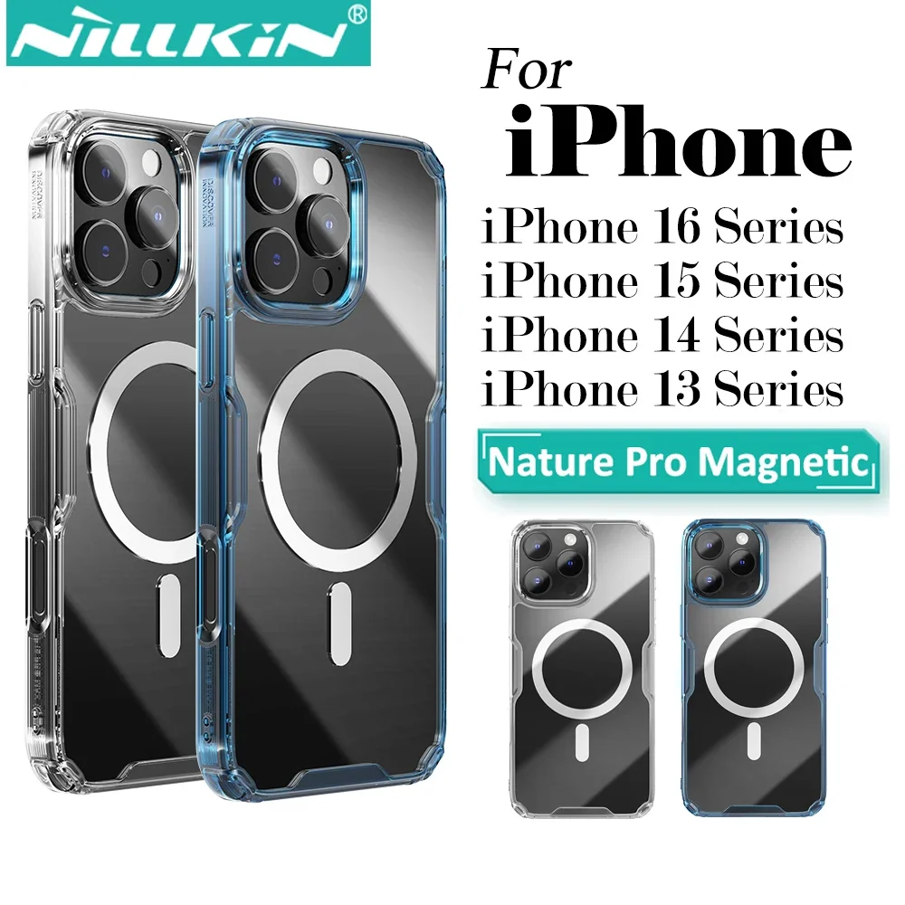 NILLKIN for IPhone 16 Pro Max 16 Plus 15 Pro Max 14 Pro Max 13 Pro Max MagSafe Magnetic Transparent Soft Silicone Phone Case