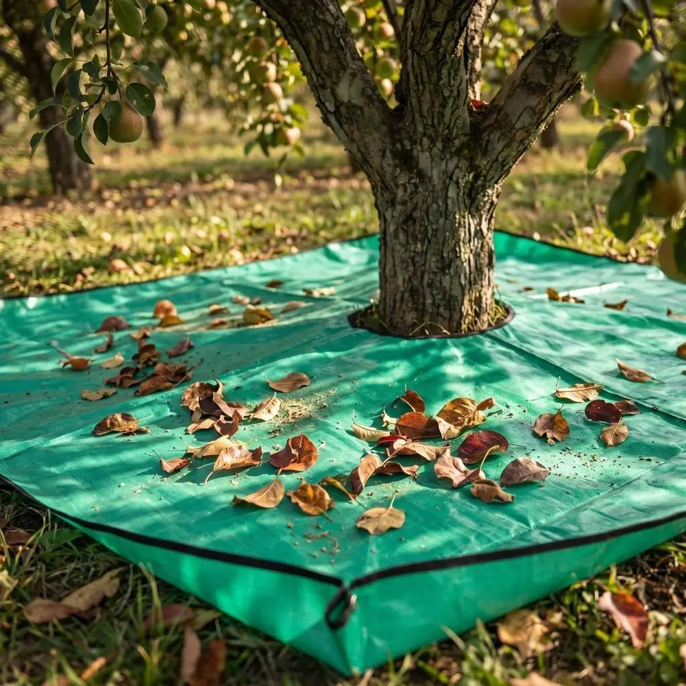 3 Sizes Easy Clean Fruit Collection Tarp Reusable PE Weatherproof Tree Surround Mat for Orchard Leaf and Fruit Gathering