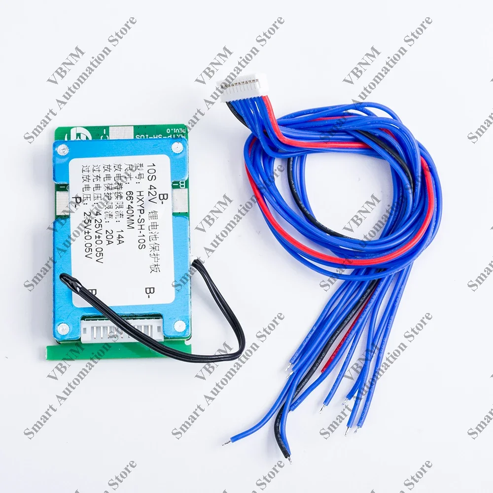 14A BMS 10S 36V สำหรับแบตเตอรี่ Li-ion 3.7V ที่มีการชาร์จที่สมดุลการป้องกันอุณหภูมิ NTC พอร์ตทั่วไป/แยก2-in-1 66*40*9มม.