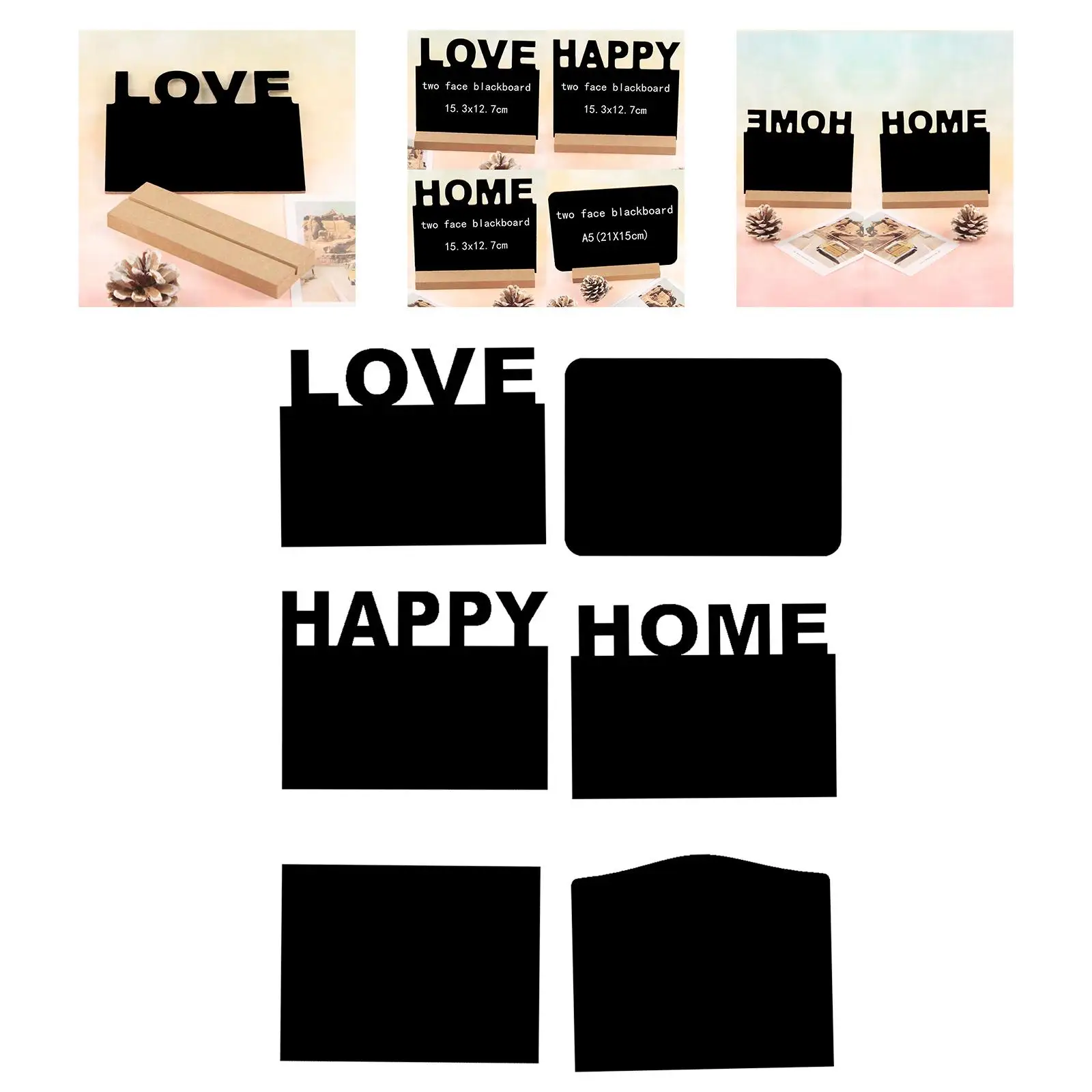 Mini Tabletop Chalkboard Sign with Wooden Base Stand, Food Signs Display Table Party Decor