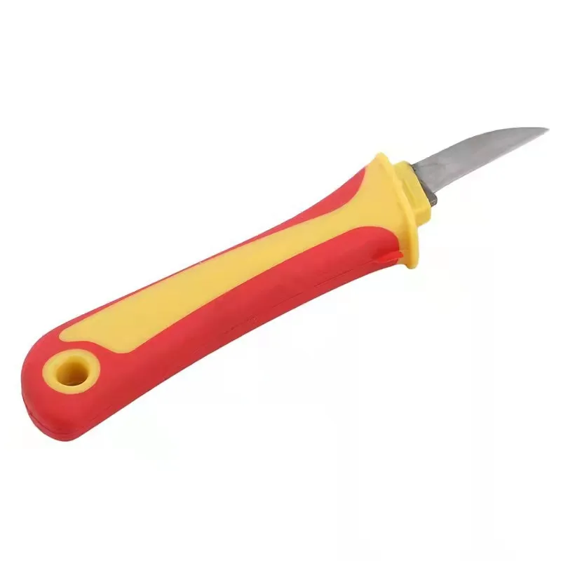 Isoliertes Messer für Elektriker, Abisolierer, Kabelabisolierschere, Gerade und gebogene Klinge, Gummigriff – Detail 10