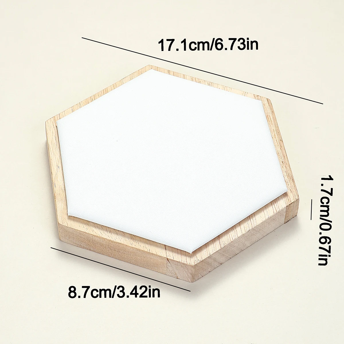 1 Buah Baki Pajangan Perhiasan Beludru Segi Enam, Organizer Penyimpanan Cincin & Aksesori, Dudukan Etalase Kayu Halus, Pajangan Rumah/Market