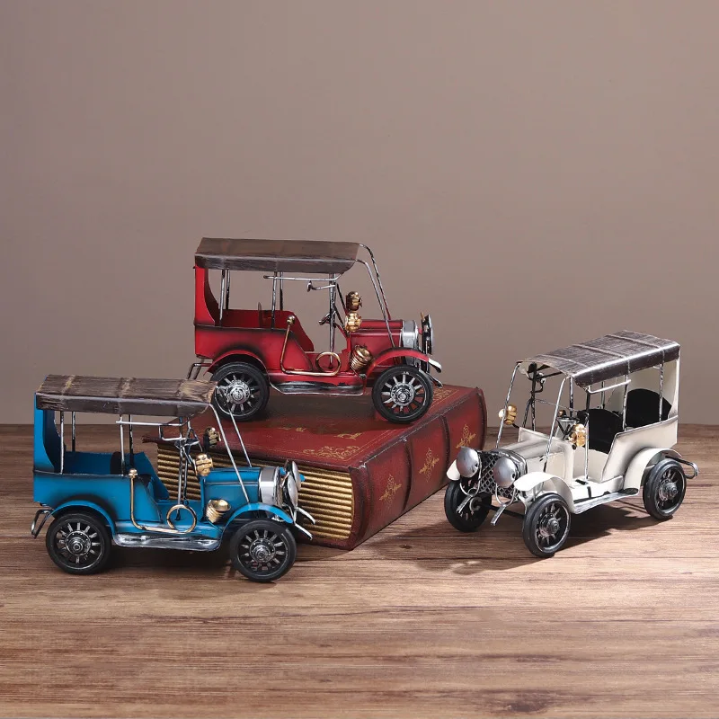 Retro Nostalgic Tin Antique Car Model Art Creative Home Decoration Desktop Ornament Valentine's Day Boy Friend Gifts