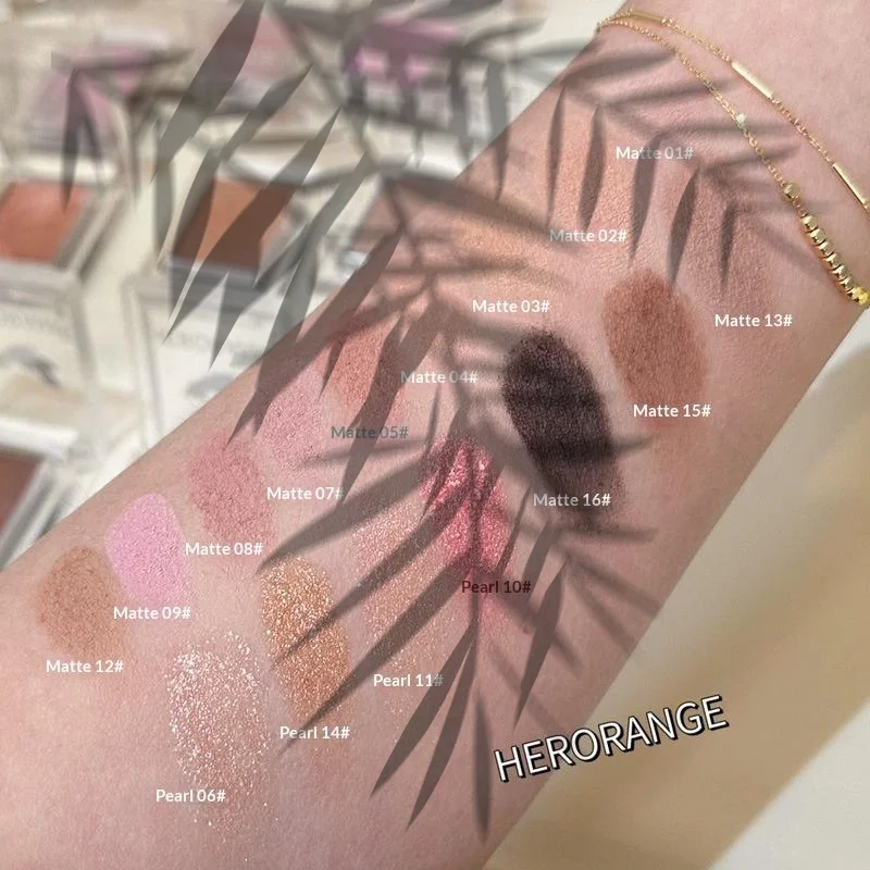 HERORANGE Matte Eyeshadow Peach Pink Blush Nude Brown Face Contour Waterproof Long Lasting Glitter Matte Eyeshadow Primer Makeup
