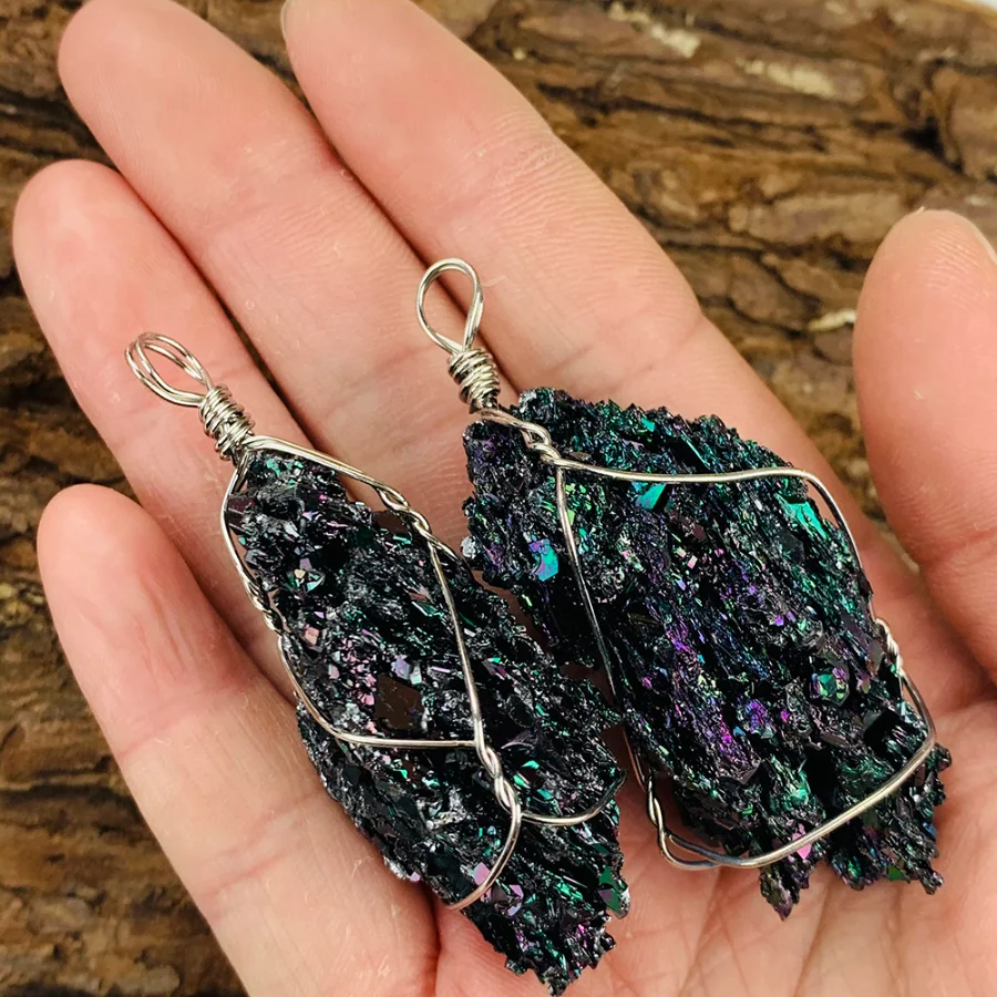 Natural Ore Original Coal Stone Pendant Winding Irregular Silicon Carbide Jet Charms DIY Necklace Accessories Heal Reiki Jewelry