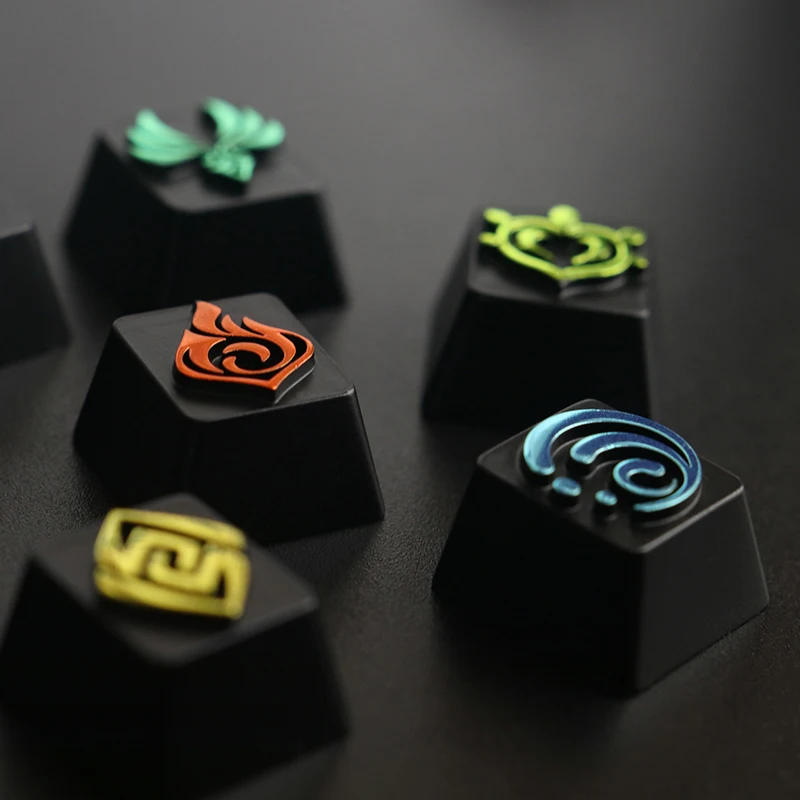 Genshin Impact Elements Logo Keycaps Zinc Aluminum Alloy Mechanical Keyboard Pyro Hydro Cryo Electro Custom Keycap MX Cross Axis