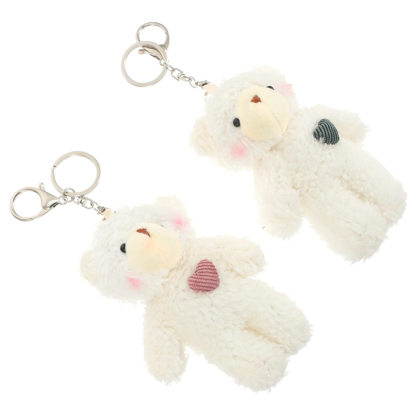 2 Pcs Key Chain Pendant Lovely Bear Keychain Keyrings Charm Small Hanging Alloy Decor Decorative Man Mens Toy