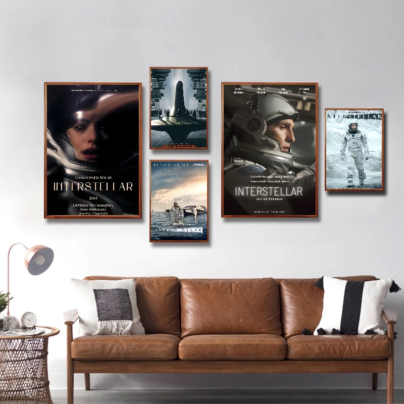 Vintage Classic Film Interstellar Poster Self-adhesive Art Waterproof Paper Sticker Coffee House Bar Room Wall Decor