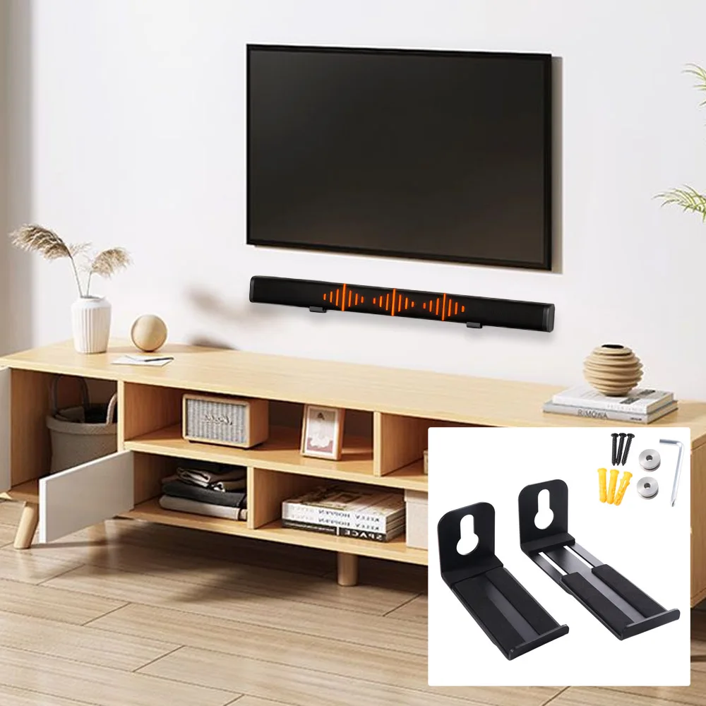 

2pcs Heavy Duty Speaker Wall Mount Space Efficient L Metal Bracket Floating Rack Easy Setups Universal Speaker Hangers Soundbars