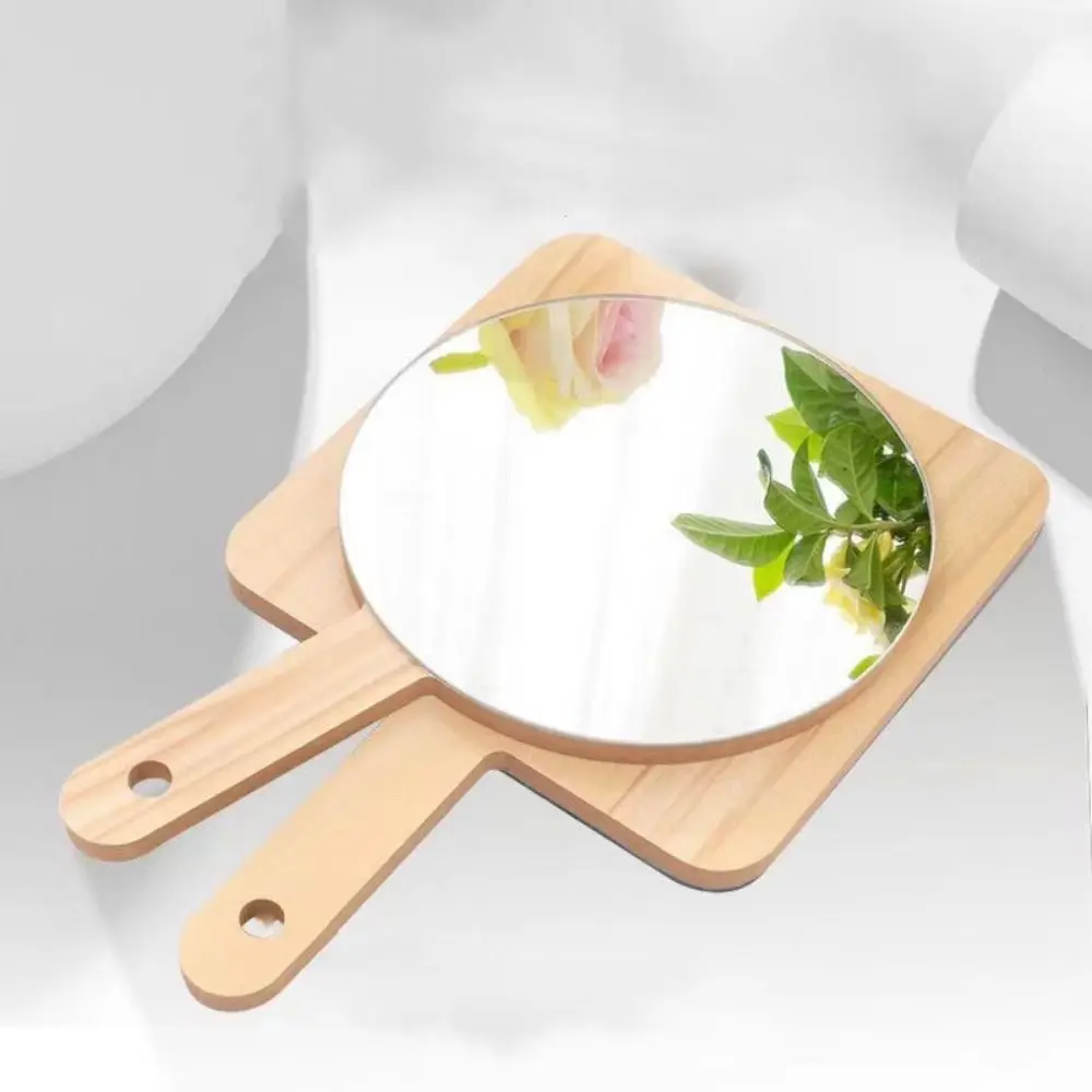 Creative Makeup Mirror with Handle Portable Single-Sided Cosmetic Mirror Handmade with Hanging Hole Vanity Mirror Makeup Vanity