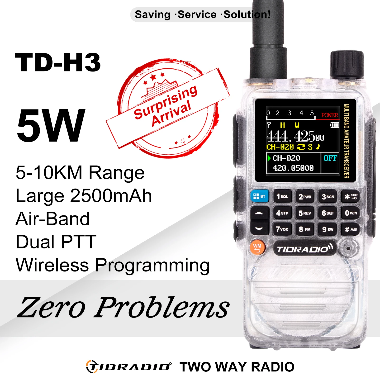 TIDRADIO TD H3 Walkie Talkie Wireless Programming AM long Range Air Band Radio USB Type-C Programming&Charge HAM GMRS NORMAL