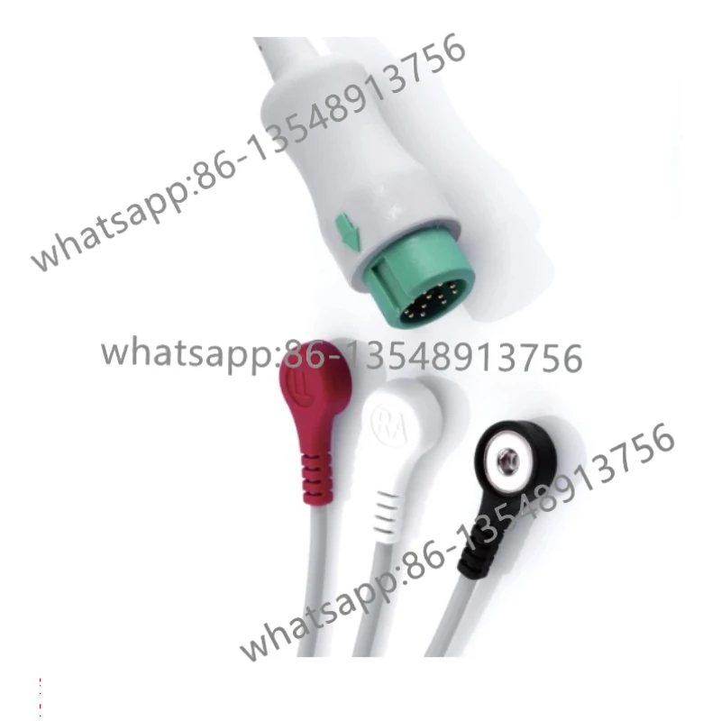 

12-контактный 3-проводной интегрированный кабель ЭКГ, защелкивающийся EA6231B 040-000965-00 спот