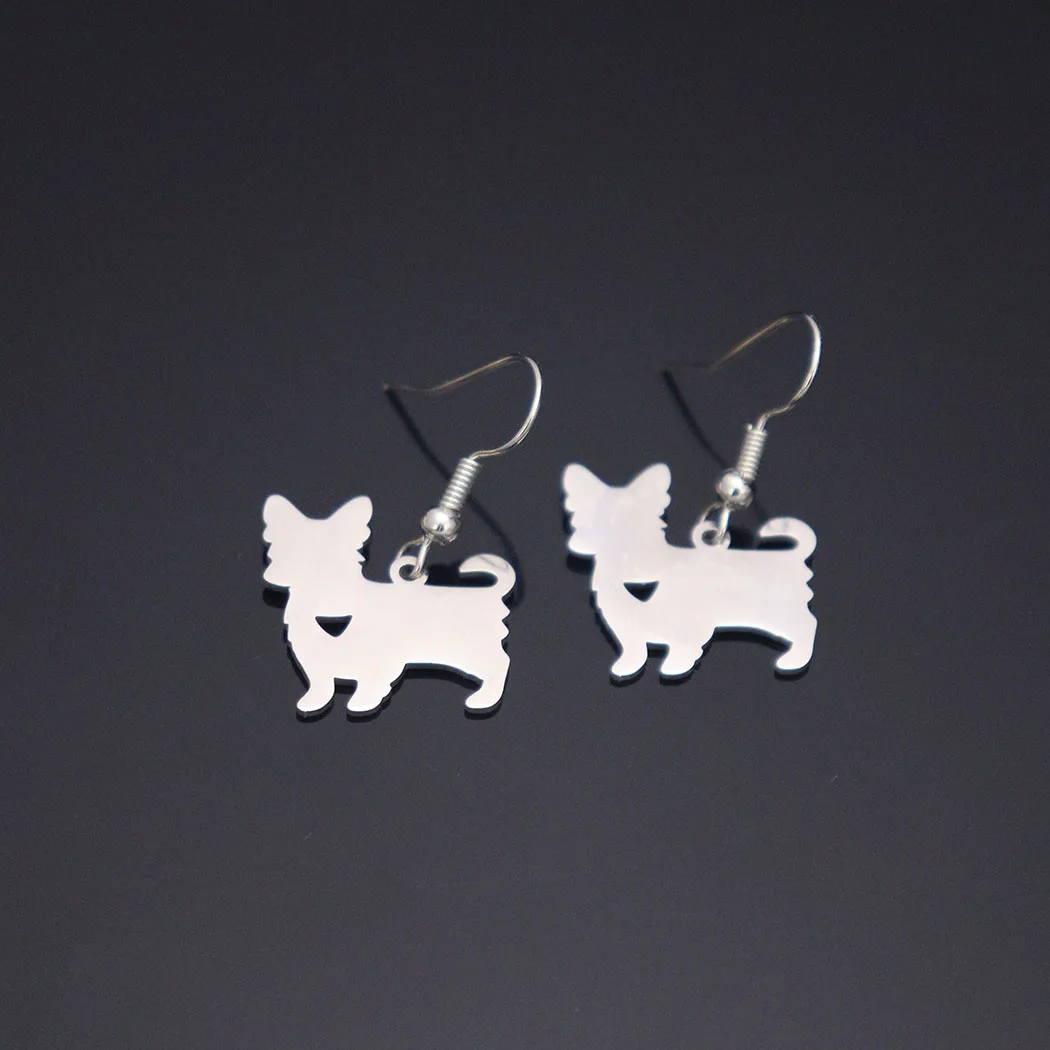New style fashionable stainless steel heart-shaped dog pendant earrings for women, featuring unique and versatile design, heart-