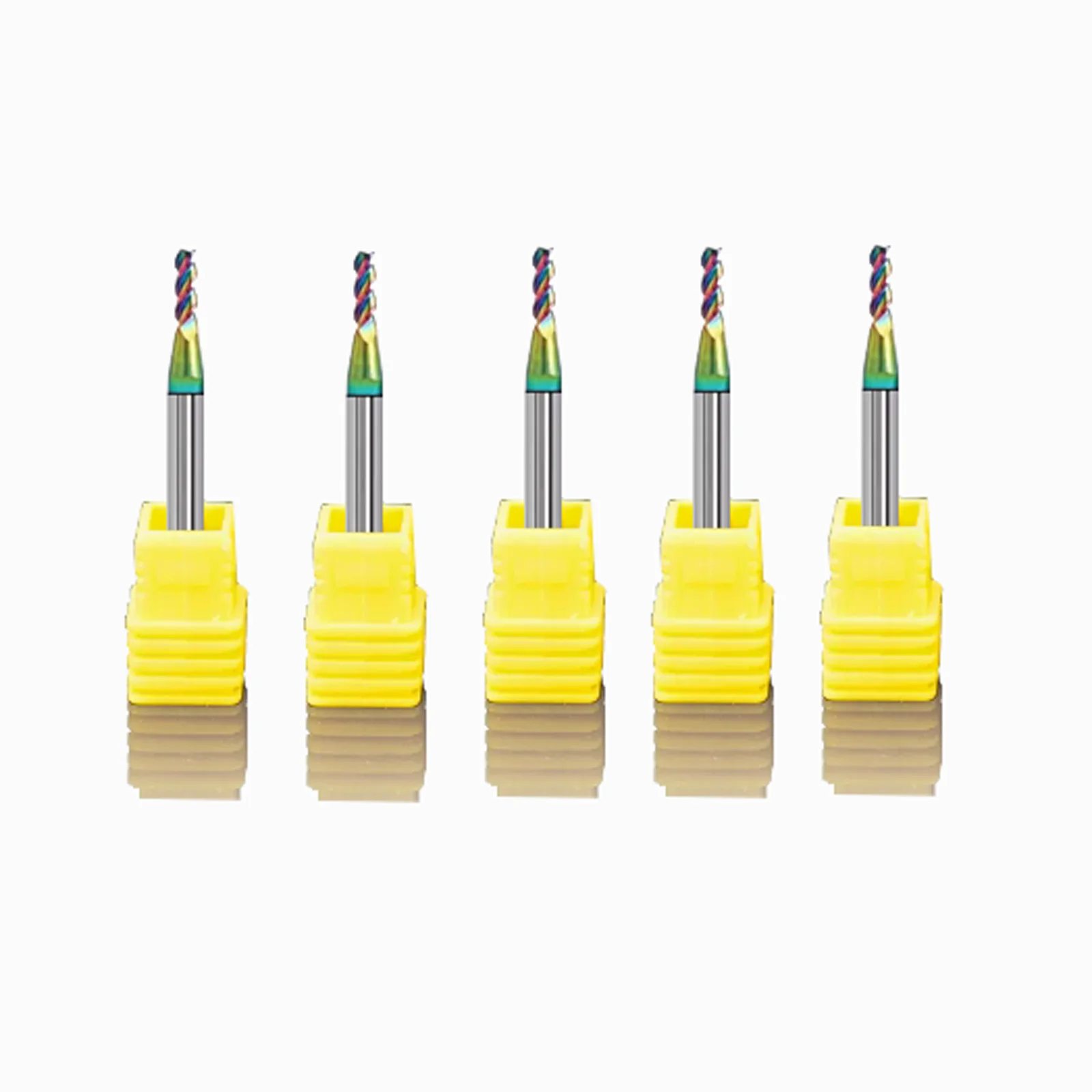 5pcs HRC55 Tungsten steel Square Nose 3 Flutes Carbide End Mills  with Nanco Colorful Coating CNC Bits for Plastic ALuminium Cut